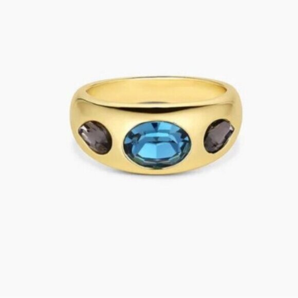 Gorjana Band Ring Nova Gold Plated Crystal Blue Sz.8 - Picture 5 of 11